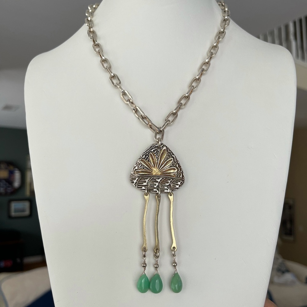 Artisan Made Solid Sterling Silver & Natural Chry… - image 1